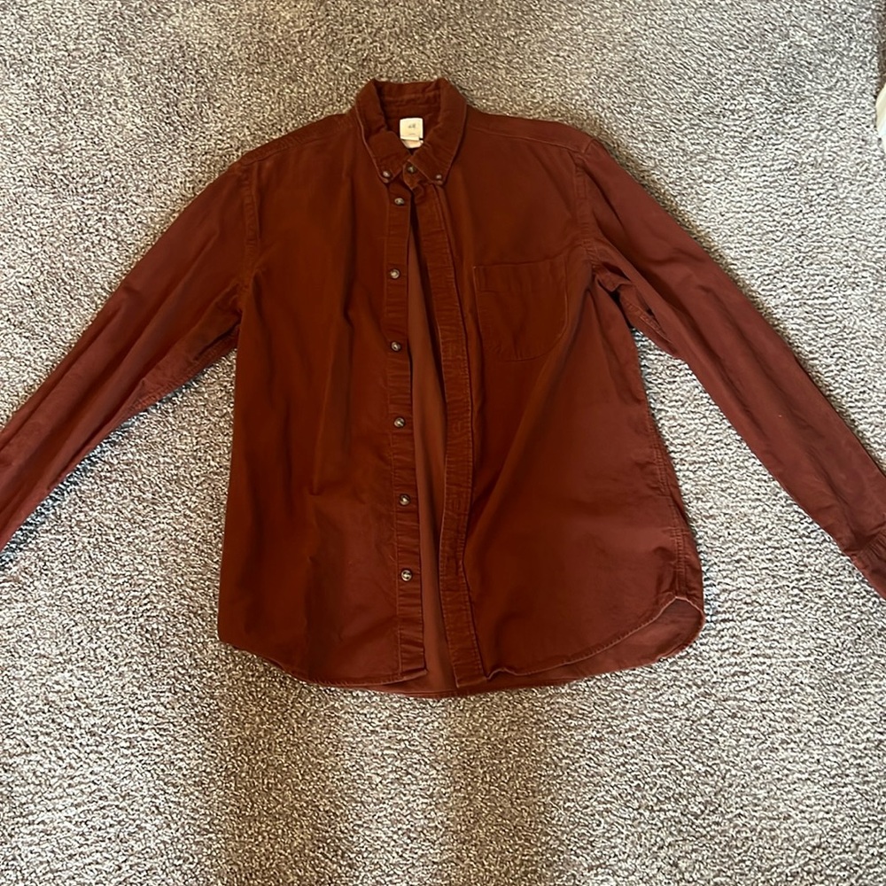 H&M Corduroy Brown Button Up Long Sleeve